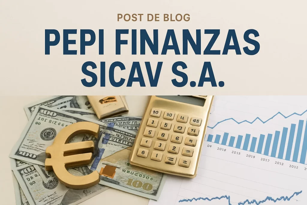 Header reads 'Post de Blog' with 'PEPI FINANZAS SICAV S.A.' over a money and finance scene (euros, calculator, charts).&nbsp;Hispamer Noticias
