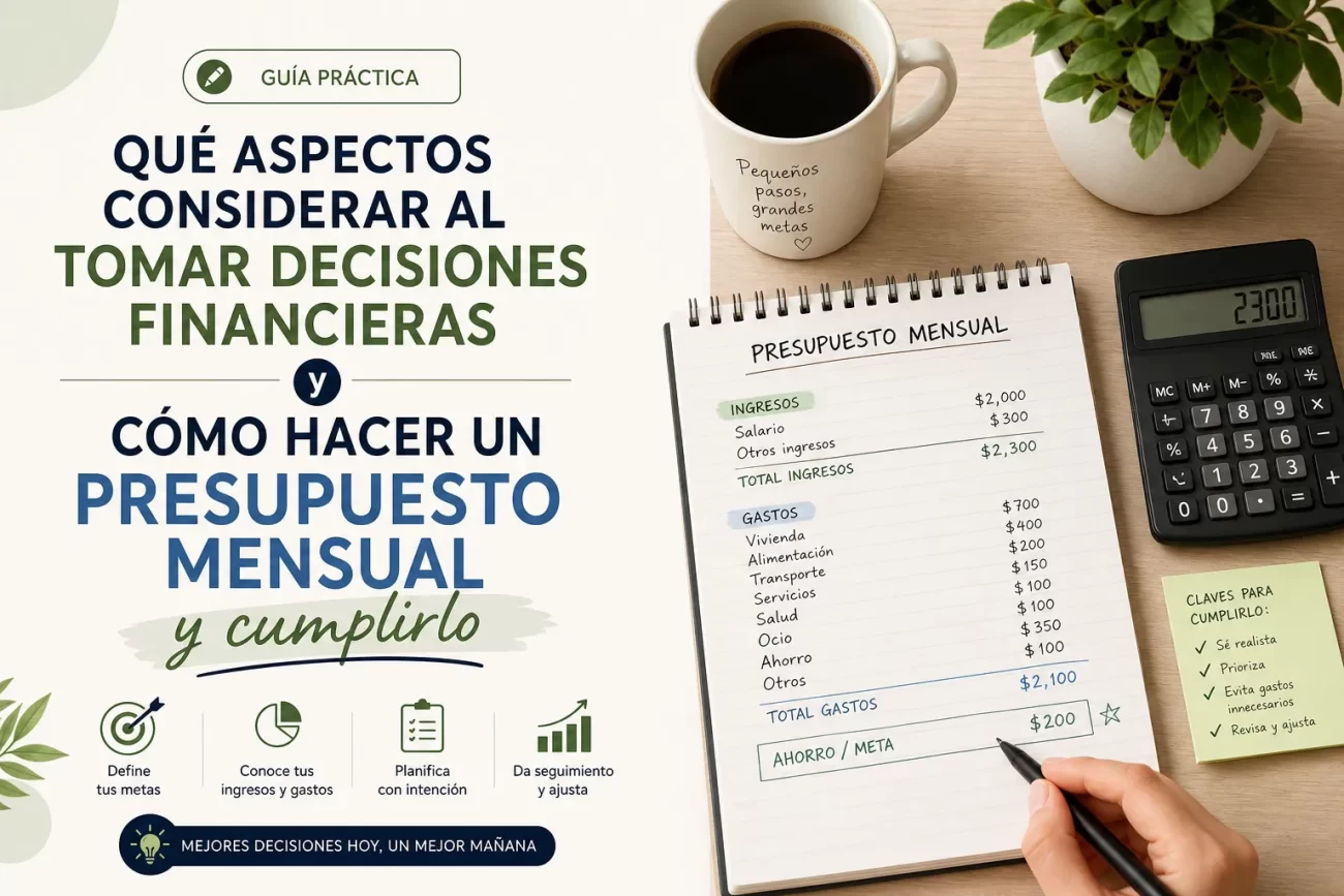 qué aspectos considerar al tomar decisiones financieras Cómo hacer un presupuesto mensual y cumplirlo&nbsp;Hispamer Noticias